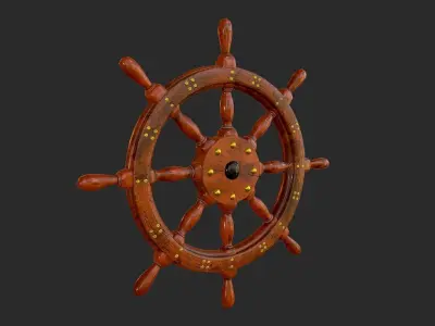 Shipwheel wooden ship wheel Free low-poly 3D model