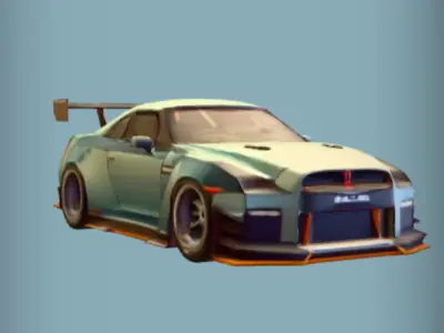 Nissan GT-R 35 enhanced model  Low-poly 3D model