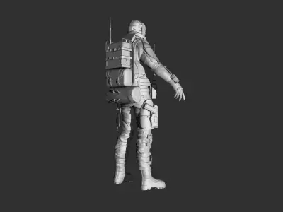 Military Tactical Soldier High-Poly Sculpt ZBrush Game Asset WIP 3D model