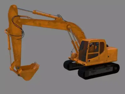 forkcrane orange excavator 3D model