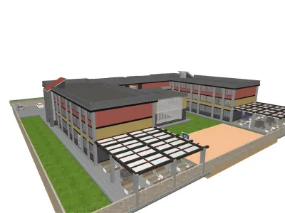 School Exterior Model Low-poly 3D model