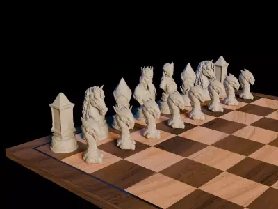 Medieval Chess Set - Historical Chess Set - Knight Chess Set 3D print model