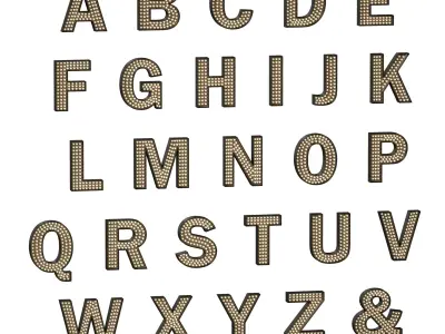 Illuminated volumetric letters with light bulbs Latin alphabet 3D model
