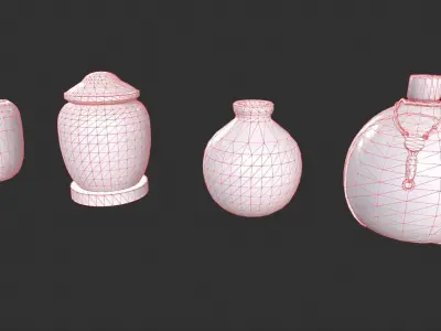Clay Jars Low-poly 3D model