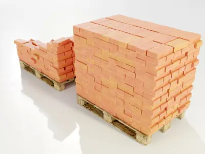 Pallet with Bricks 3D model