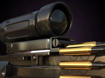 Machine Gun Low-poly 3D model 3