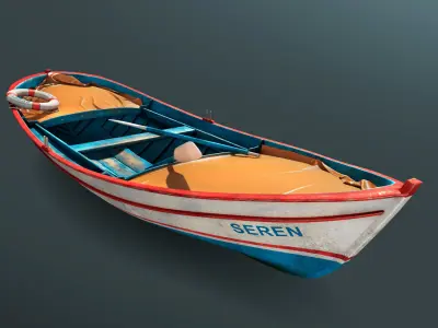 Boat2 fishing boat in water 3D model