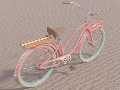 Womens Beach Cruiser Bike Low-poly 3D model