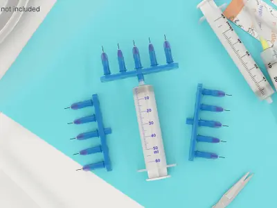 Multi Injector 5 Needles Straight Blue 3D model