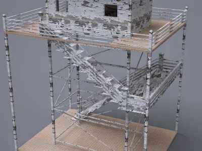 Military Watch Tower Game Model Low poly  Low-poly 3D model