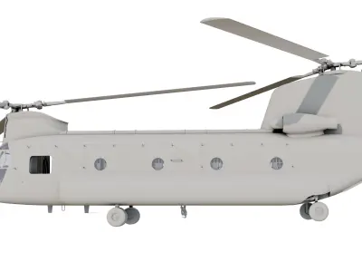 CH-47A Transport Helicopter with Cockpit Game Model Low-poly 3D model