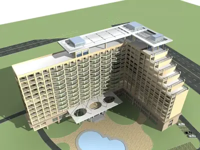 Hotel Building 3D model 21