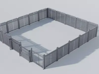 Modular Fence Steel Fence  Gate Security  Free 3D model