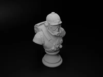 Combat Diver Bust Chess 3D print model buy