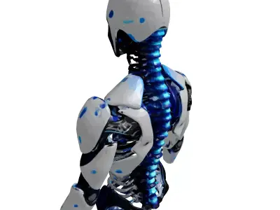 Cybernetic Spine with Blue Nodes 3D model