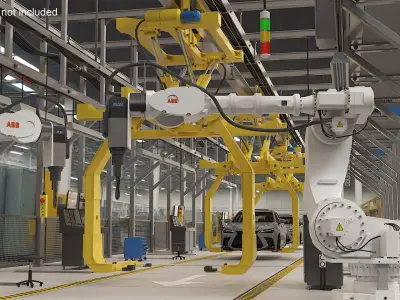 ABB IRB 7600 with Drilling Tool White Rigged for Cinema 4D 3D model