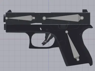 animated lowpoly glock43 pistol Low-poly 3D model