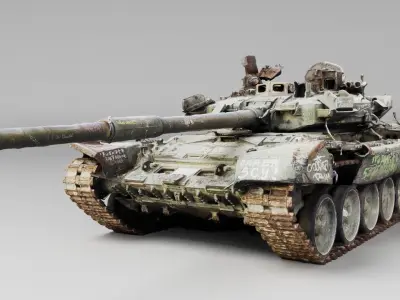 Russian T-90 tank destroyed by Ukrainian army  3D model buy