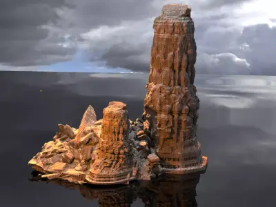 Dantes Underworld Ancient Stone Carved rock 4  3D model
