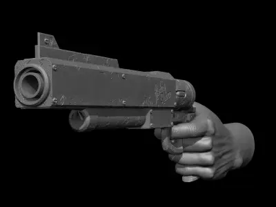 Gun with Hand 02 3D Model 3D print model