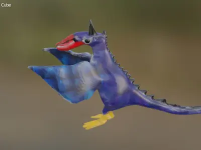 dinosaur toy bird flying in air 3D model