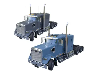Heavy Truck Chassis 07 Cyan and Grey All PBR Textures 3D model