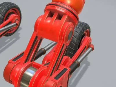 Hydraulic Suspension with Tires Neon Red Version Rigged Low-poly 3D model