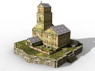 old stone church Low-poly 3D model