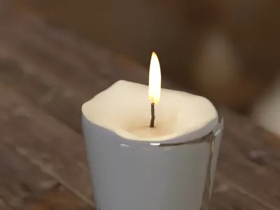 Candle on wooden table Free low-poly 3D model