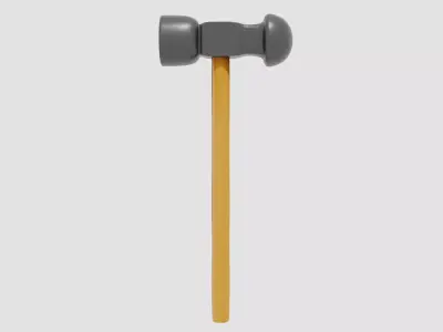 Hammer with wooden handle 3D model