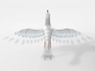 Stork bird in flight Low-poly 3D model