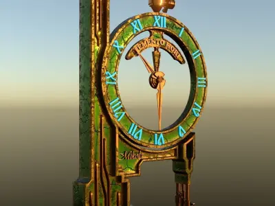 Steampunk wall clock 3D model