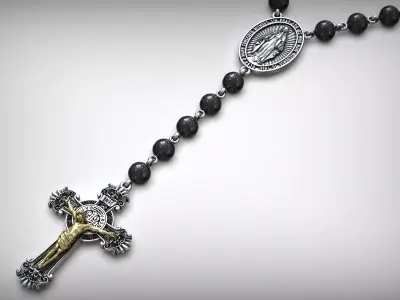 Holy Rosary Set Virgin Mary Jesus Christ  3D Model Pack