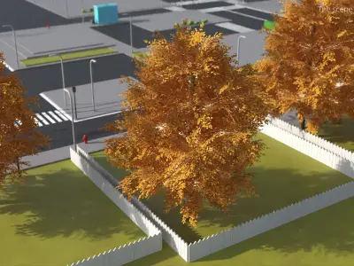 Lowpoly Realistic Autumn American Beech Tree 3D model