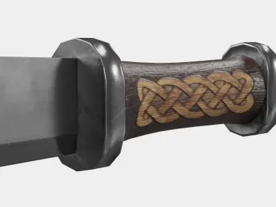 Seax Knife Engraved Low-poly 3D model