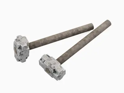 Dirty Sledgehammer 02 Low-poly 3D model