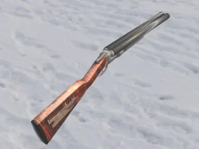 LowPoly DoubleBarrel Shotgun Low-poly 3D model