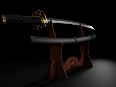 Katana Low-poly 3D model 10