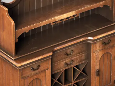 Antique Bureau Low-poly 3D model