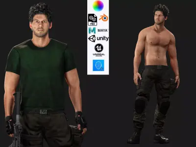 Survival Man Apocalypse Low-poly 3D model