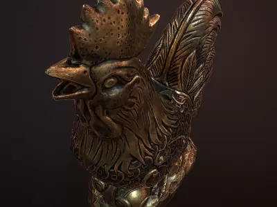 Decorative Rooster Statue Low-poly 3D model
