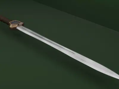Short medieval low poly Sword 3D model