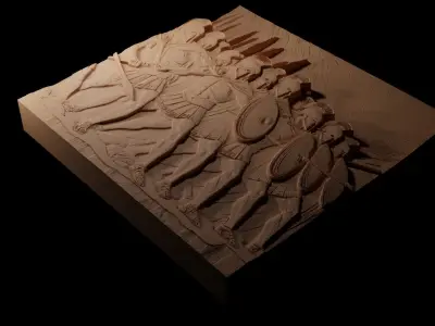 Army Marching CNC 3d Print High Relief Sand Casting 3D print model