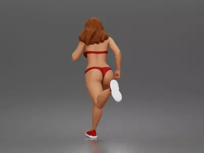 Running woman wearing top with sneakers sprinting 3D print model