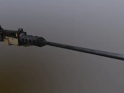 Machine gun - Browning M2 - Low Poly PBR 3d Model  Low-poly 3D model
