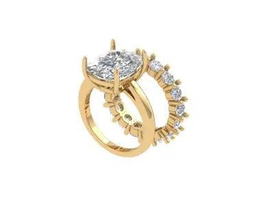 Cushion Bridal Ring 3D print model