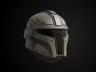 Stylized Interstellar Bounty Hunter Helmet - Star Tracker 3D print model