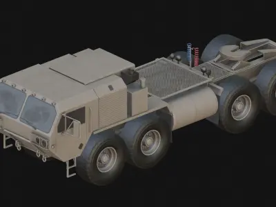 Military Tractor Unit Low-poly 3D model