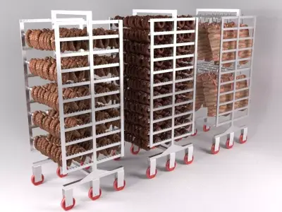 Drying Chamber Dolly Cart Rack 3D model