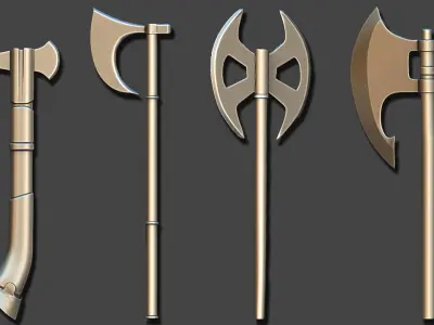 20 Axe Base Mesh Pack Low-poly 3D model